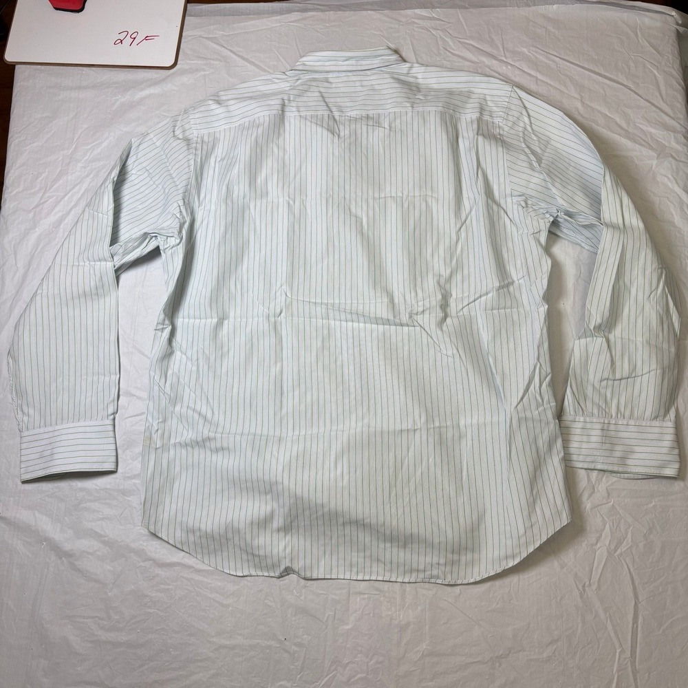 J Crew Mens Long Sleeve Button Up Shirt Blue Green Stripe Cotton Size L 16-16.5 - Picture 2 of 4